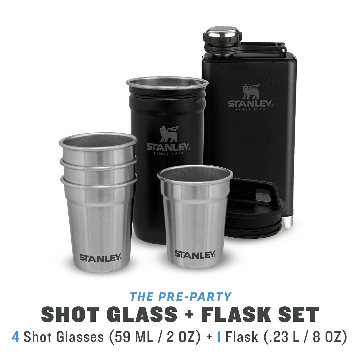 Adventure Pre-Party Shot Glass + Flask Set