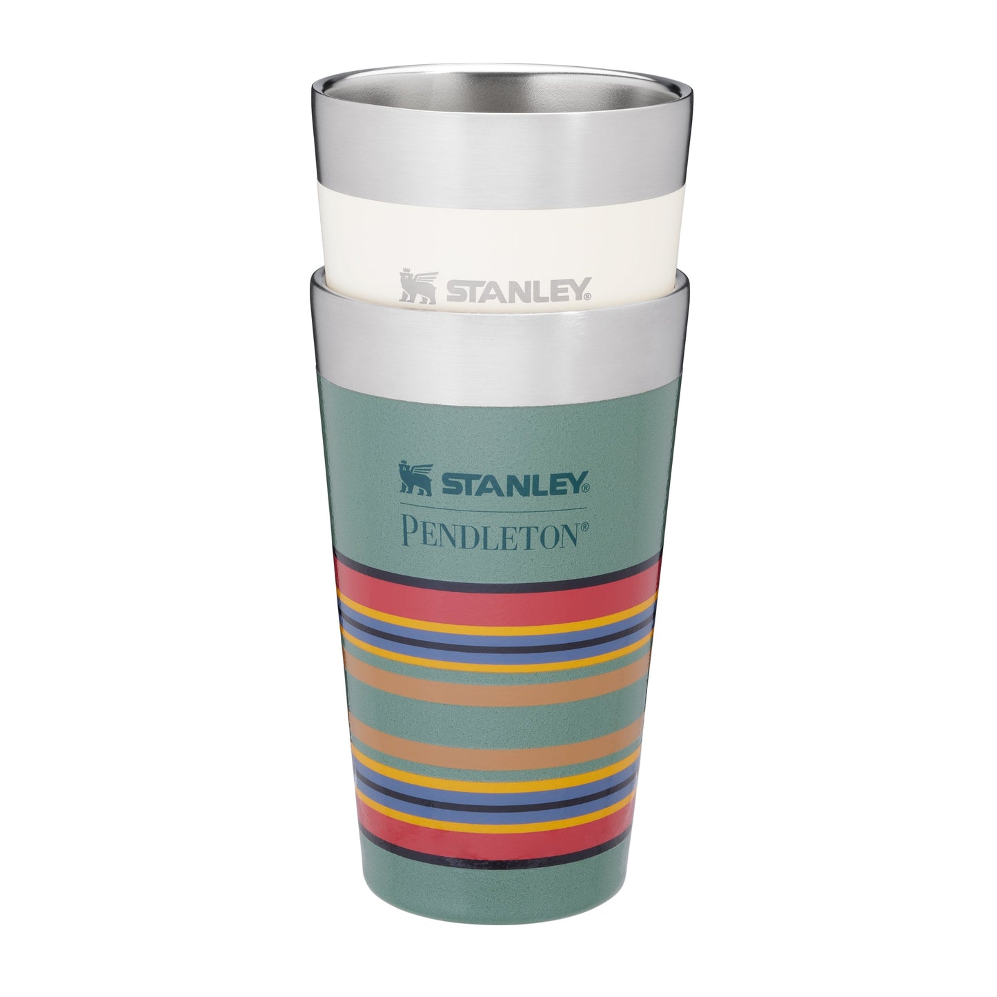 Pendleton Yakima Camp Stripe + Multi- National Park Stripe Pint 2 Pack Stacking Pint Set   2 x 0.47L